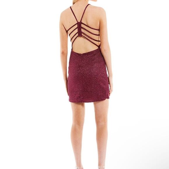 COPY - Glitter Cage Back Side Slit Bodycon Dress Juniors bridal prom outfit seq… - Picture 2 of 3